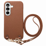 Custodia per telefono in PU con retro in pelle, fibbia in metallo e tracolla, texture litchi, con fibbia in metallo e texture a litchi., For Galaxy S26+ 5G, For Galaxy S26 Ultra 5G, For Galaxy S26 5G