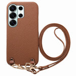 Custodia per telefono in PU con retro in pelle, fibbia in metallo e tracolla, texture litchi, con fibbia in metallo e texture a litchi., For Galaxy S26+ 5G, For Galaxy S26 Ultra 5G, For Galaxy S26 5G