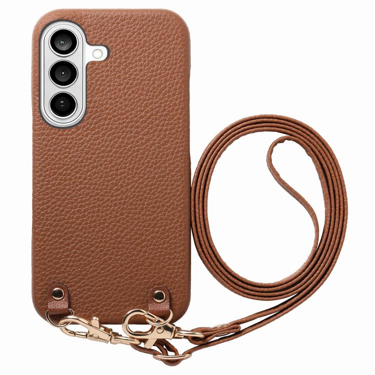 Custodia per telefono in PU con retro in pelle, fibbia in metallo e tracolla, texture litchi, con fibbia in metallo e texture a litchi., For Galaxy S26+ 5G, For Galaxy S26 Ultra 5G, For Galaxy S26 5G