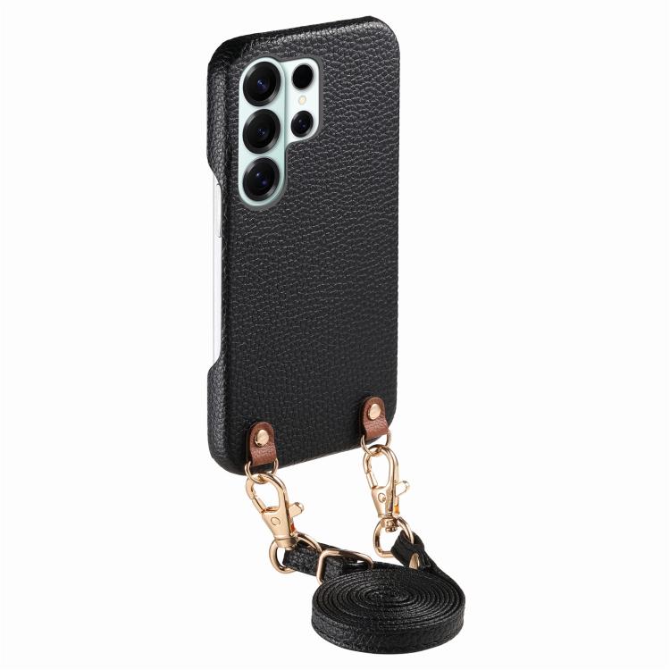 Custodia per telefono in PU con retro in pelle, fibbia in metallo e tracolla, texture litchi, con fibbia in metallo e texture a litchi., For Galaxy S24 Ultra 5G, For Galaxy S24+ 5G, For Galaxy S24 5G