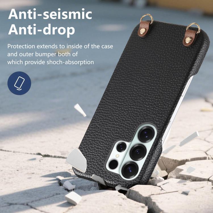 Custodia per telefono in PU con retro in pelle, fibbia in metallo e tracolla, texture litchi, con fibbia in metallo e texture a litchi., For Galaxy S25 5G, For Galaxy S25+ 5G, For Galaxy S25 Ultra 5G