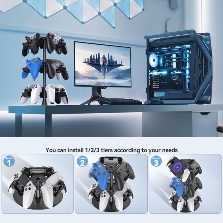 Supporto girevole a 3 livelli a 360 gradi per controller di gioco XBOX / PS5 / Switch, 3-Tier Rotating