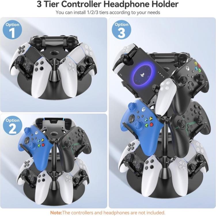 Supporto girevole a 3 livelli a 360 gradi per controller di gioco XBOX / PS5 / Switch, 3-Tier Rotating