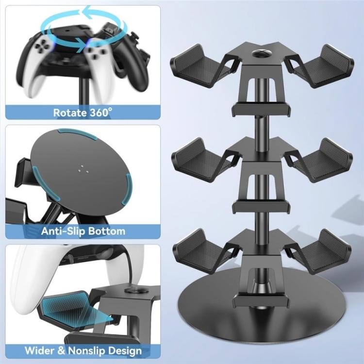 Supporto girevole a 3 livelli a 360 gradi per controller di gioco XBOX / PS5 / Switch, 3-Tier Rotating