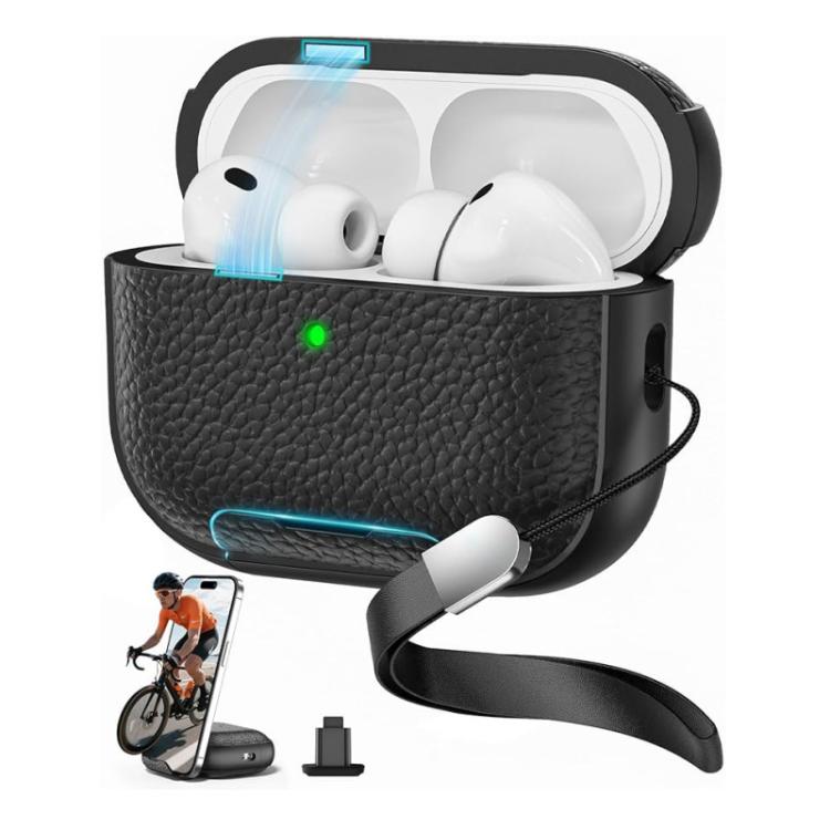 Custodia TPU effetto litchi per AirPods Pro 3 con cinturino