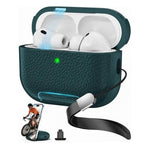 Custodia per auricolari con supporto magnetico in TPU effetto litchi e cinturino da polso., For AirPods Pro 3