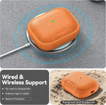 Custodia per auricolari con supporto magnetico in TPU effetto litchi e cinturino da polso., For AirPods Pro 3