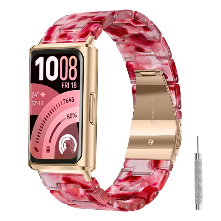 Cinturino per orologio in resina con chiusura a farfalla e tre perline, completo di strumento per la rimozione., For Huawei Band 11 / Band 11 Pro