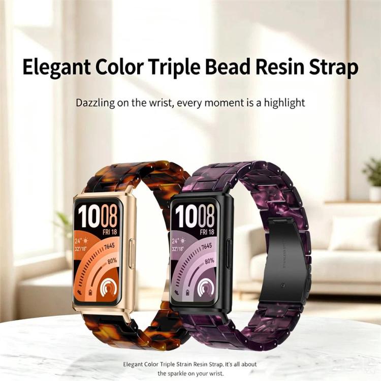 Cinturino per orologio in resina con chiusura a farfalla e tre perline, completo di strumento per la rimozione., For Huawei Band 11 / Band 11 Pro