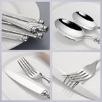 Servizio da tavola in acciaio inox con colonne romane lucidate a specchio, Dinner Knife, Dinner Fork, Dinner Spoon, Dessert Fork, Dessert Spoon