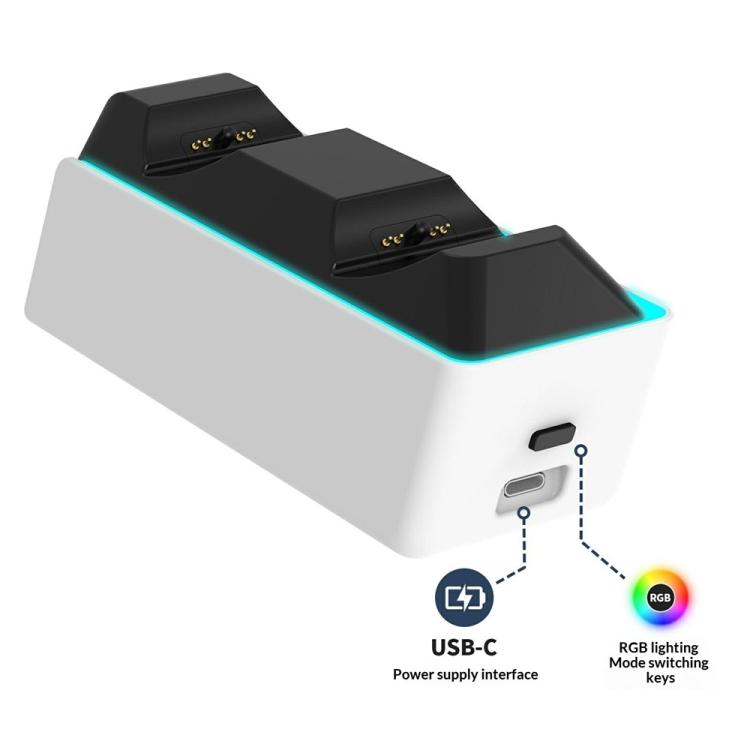 Stazione di ricarica rapida con 9 modalità di illuminazione RGB per PS5 / PS5 Slim / PS5 Pro / PS5 Edge