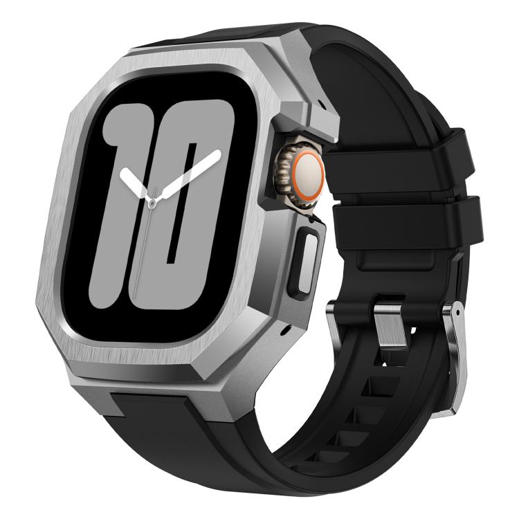 Cassa protettiva in acciaio inossidabile, cinturino integrato in gomma fluorurata., For Apple Watch Ultra 3 / 2 / 1 49mm