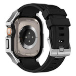 Cassa protettiva in acciaio inossidabile, cinturino integrato in gomma fluorurata., For Apple Watch Ultra 3 / 2 / 1 49mm