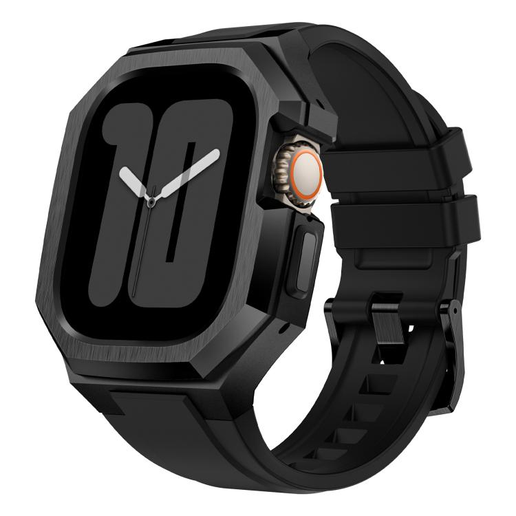 Cassa protettiva in acciaio inossidabile, cinturino integrato in gomma fluorurata., For Apple Watch Ultra 3 / 2 / 1 49mm