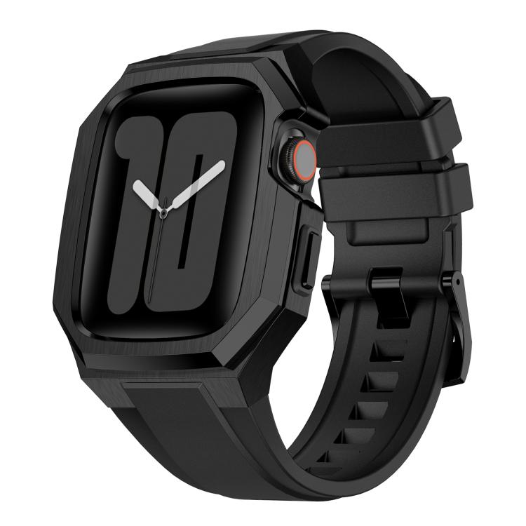 Cassa protettiva in acciaio inossidabile, cinturino integrato in gomma fluorurata., For Apple Watch Series SE / 6 / 5 / 4 44mm, For Apple Watch Series 11 / 10 46mm, For Apple Watch Series 9 / 8 / 7 45mm