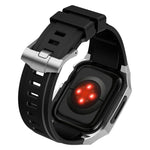 Cassa protettiva in acciaio inossidabile, cinturino integrato in gomma fluorurata., For Apple Watch Series SE / 6 / 5 / 4 44mm, For Apple Watch Series 11 / 10 46mm, For Apple Watch Series 9 / 8 / 7 45mm