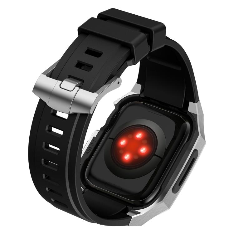 Cassa protettiva in acciaio inossidabile, cinturino integrato in gomma fluorurata., For Apple Watch Series SE / 6 / 5 / 4 44mm, For Apple Watch Series 11 / 10 46mm, For Apple Watch Series 9 / 8 / 7 45mm