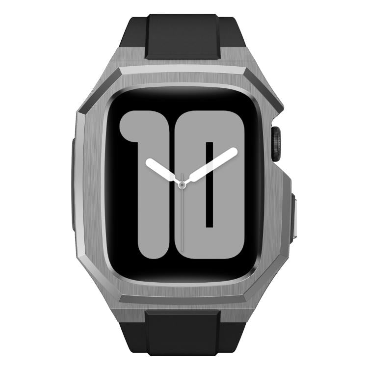 Cassa protettiva in acciaio inossidabile, cinturino integrato in gomma fluorurata., For Apple Watch Series SE / 6 / 5 / 4 44mm, For Apple Watch Series 11 / 10 46mm, For Apple Watch Series 9 / 8 / 7 45mm