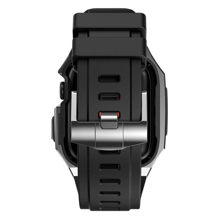 Cassa protettiva in acciaio inossidabile, cinturino integrato in gomma fluorurata., For Apple Watch Series SE / 6 / 5 / 4 44mm, For Apple Watch Series 11 / 10 46mm, For Apple Watch Series 9 / 8 / 7 45mm