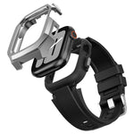 Cassa protettiva in acciaio inossidabile, cinturino integrato in gomma fluorurata., For Apple Watch Series SE / 6 / 5 / 4 44mm, For Apple Watch Series 11 / 10 46mm, For Apple Watch Series 9 / 8 / 7 45mm
