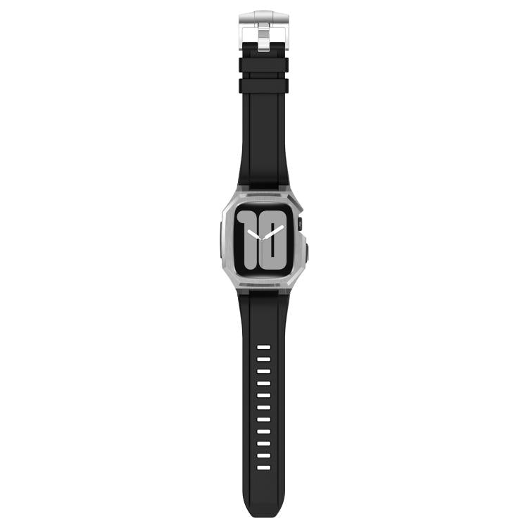 Cassa protettiva in acciaio inossidabile, cinturino integrato in gomma fluorurata., For Apple Watch Series SE / 6 / 5 / 4 44mm, For Apple Watch Series 11 / 10 46mm, For Apple Watch Series 9 / 8 / 7 45mm