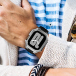 Cassa protettiva in acciaio inossidabile, cinturino integrato in gomma fluorurata., For Apple Watch Series SE / 6 / 5 / 4 44mm, For Apple Watch Series 11 / 10 46mm, For Apple Watch Series 9 / 8 / 7 45mm