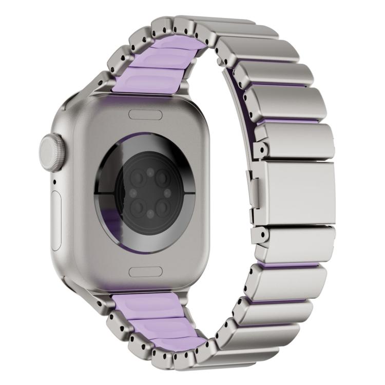 Cinturino per orologio magnetico in silicone con chiusura pieghevole in acciaio inossidabile e una sola perlina in vita., For Apple Watch 42mm / 41mm / 40mm / 38mm