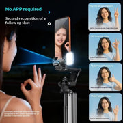 Supporto per selfie stick con gimbal AI Q54 RGB Fill Light, tracciamento del volto, magnetico estensibile, con tracciamento del volto e sensore di movimento.