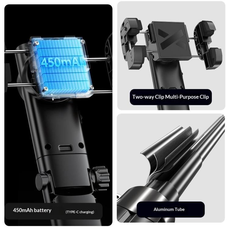 Supporto selfie stick con gimbal AI e luce RGB magnetica