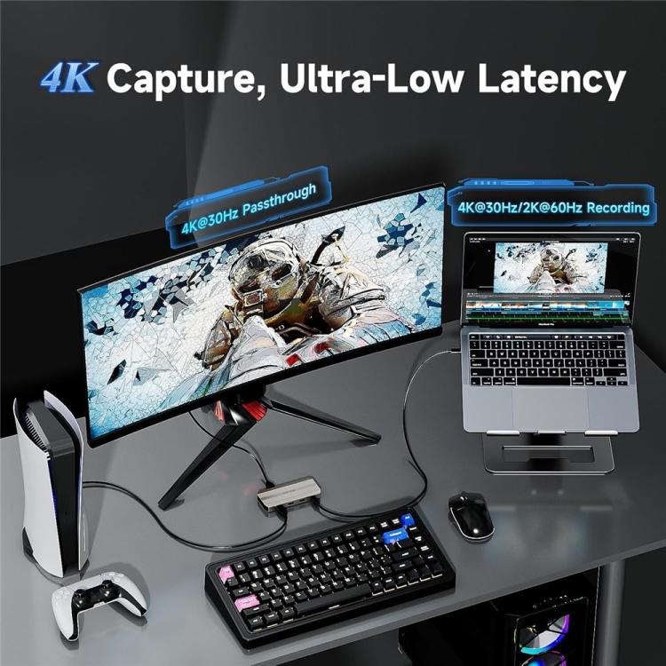 Adattatore per registratore di streaming WAVLINK WL-VR204, scheda di acquisizione video HD 4K, hub video PD da 100 W., WL-VR204