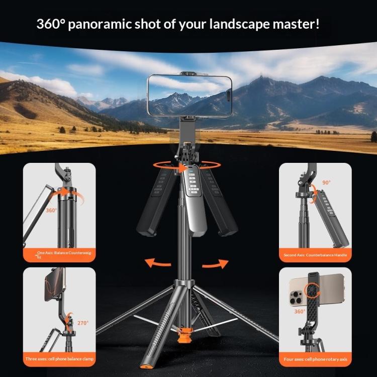 T05TK Per treppiede fotografico, selfie stick, stabilizzatore gimbal con apertura automatica, telecomando, supporto per telefono, T05TK