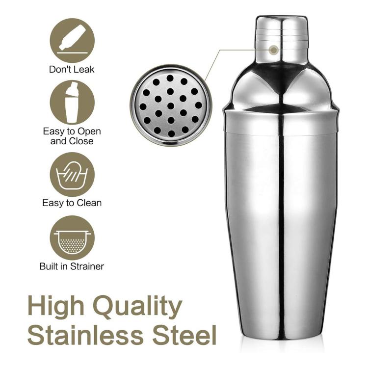 Set da cocktail in acciaio inox: shaker da 750 ml e accessori per cocktail., 7-Piece Set