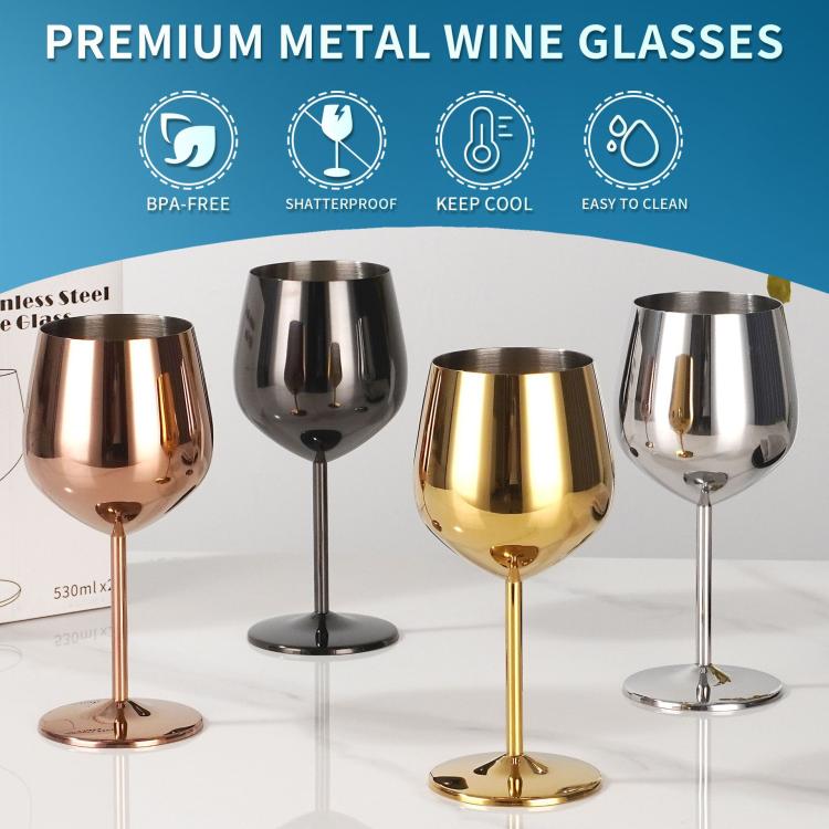 Calice da champagne con stelo in acciaio inox da 530 ml
