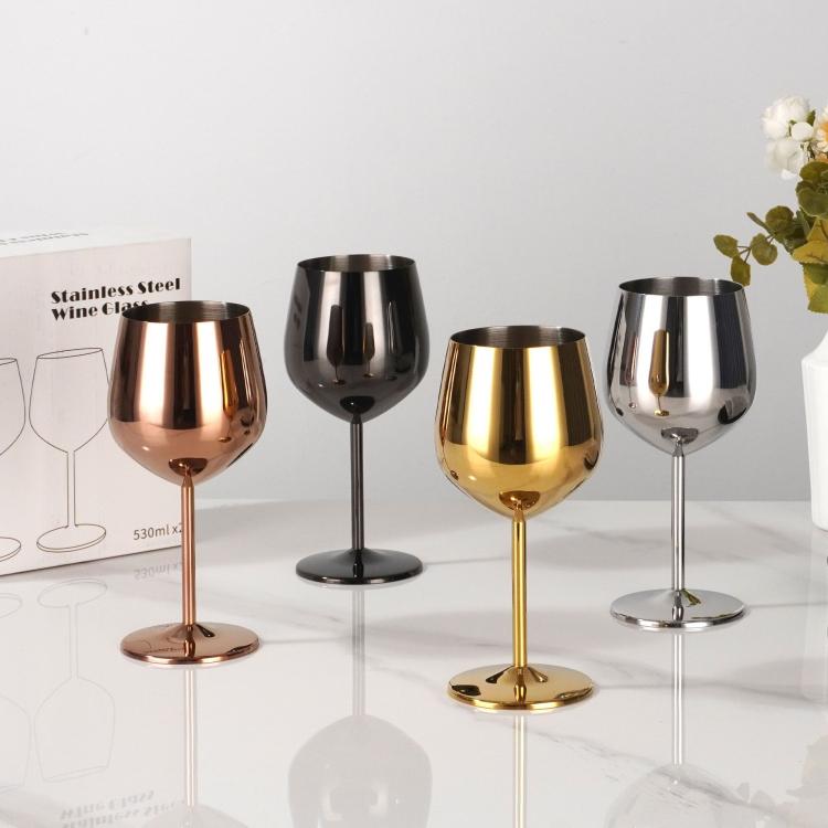 Calice da champagne con stelo in acciaio inox da 530 ml