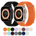 Cinturino per orologio in due sezioni in nylon intrecciato traspirante con chiusura a strappo., For Apple Watch 46mm / 49mm / 45mm / 44mm
