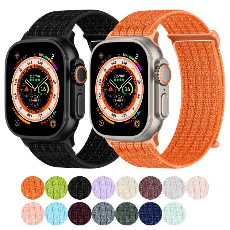 Cinturino per orologio in due sezioni in nylon intrecciato traspirante con chiusura a strappo., For Apple Watch 46mm / 49mm / 45mm / 44mm