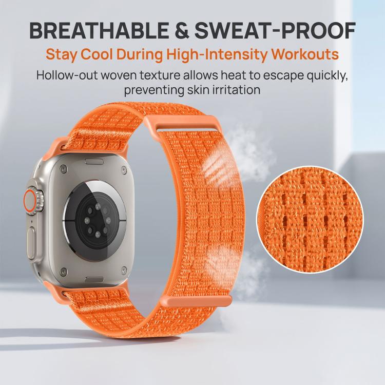 Cinturino per orologio in due sezioni in nylon intrecciato traspirante con chiusura a strappo., For Apple Watch 46mm / 49mm / 45mm / 44mm