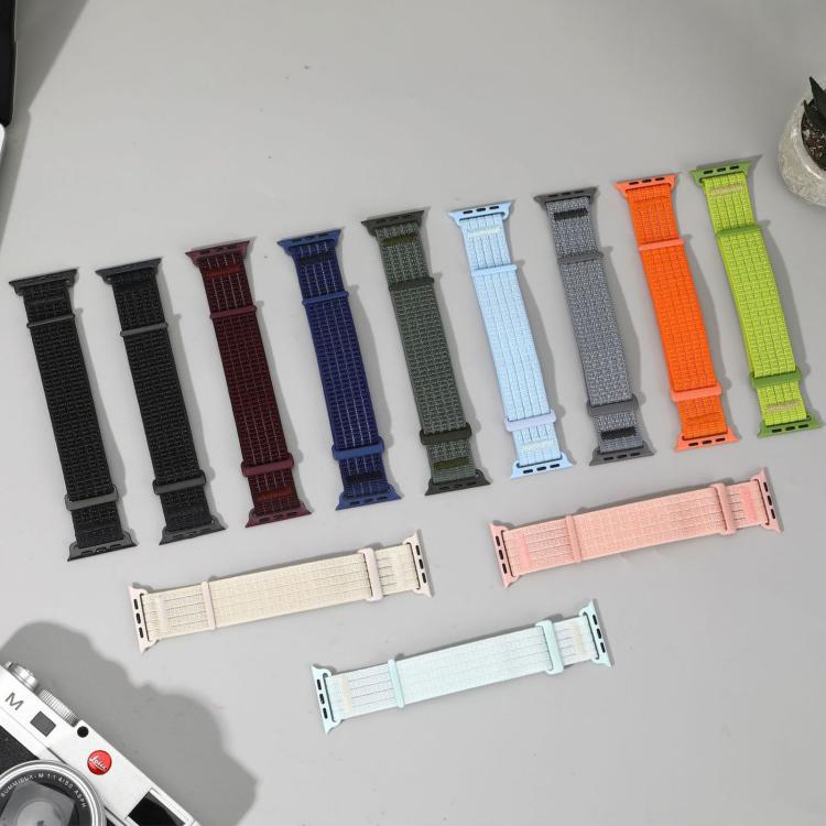 Cinturino per orologio in due sezioni in nylon intrecciato traspirante con chiusura a strappo., For Apple Watch 46mm / 49mm / 45mm / 44mm