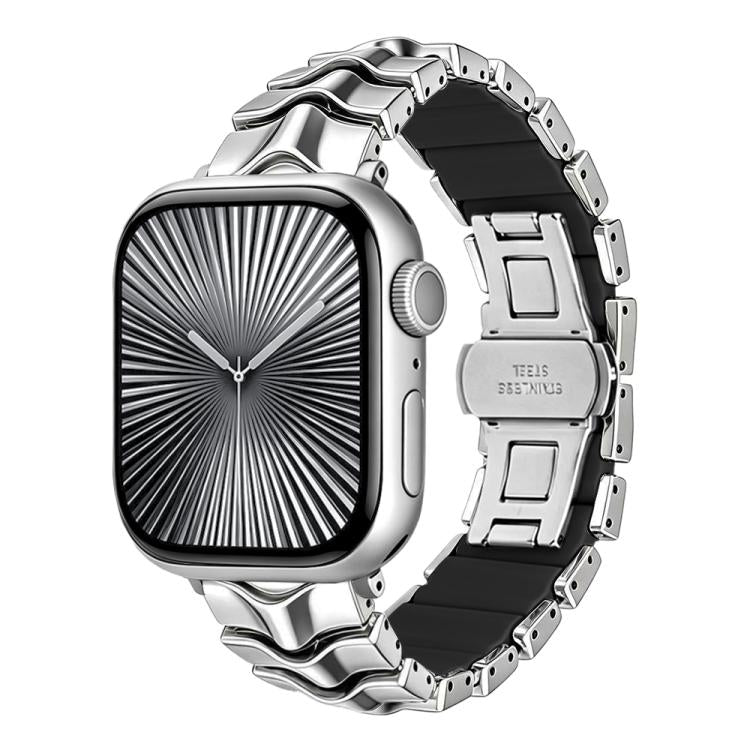 Cinturino per orologio ibrido in silicone e metallo Arc Shadow., For Apple Watch 46mm / 49mm / 45mm / 44mm, For Apple Watch 42mm / 41mm / 40mm / 38mm