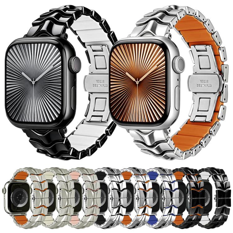 Cinturino per orologio ibrido in silicone e metallo Arc Shadow., For Apple Watch 46mm / 49mm / 45mm / 44mm, For Apple Watch 42mm / 41mm / 40mm / 38mm
