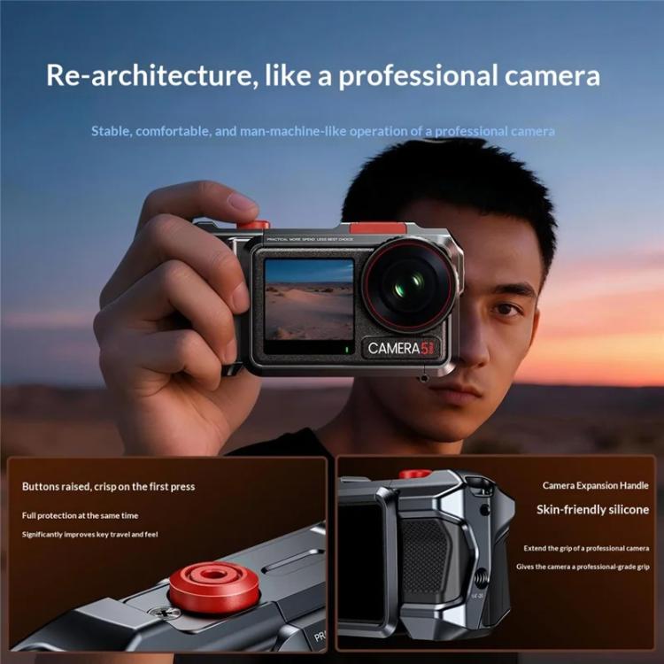 Custodia protettiva in lega di alluminio per action camera DJI Osmo Action 3 / 4 / 5 Pro.