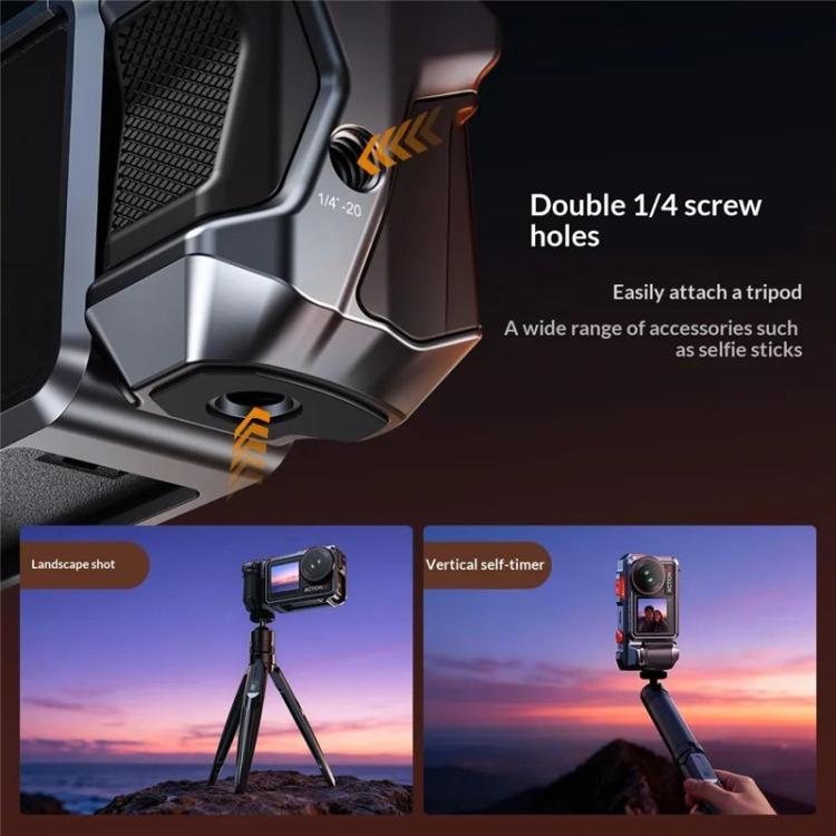 Custodia protettiva in lega di alluminio per action camera DJI Osmo Action 3 / 4 / 5 Pro.