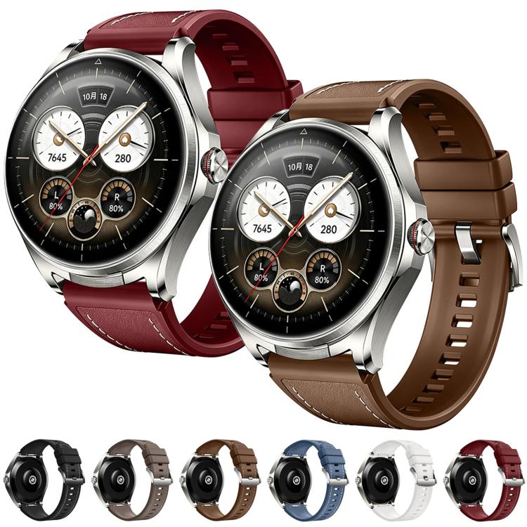 Cinturino per orologio ibrido in pelle e silicone con pulsante di sgancio rapido, 22mm
