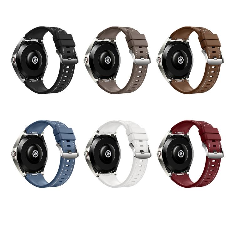 Cinturino per orologio ibrido in pelle e silicone con pulsante di sgancio rapido, 22mm