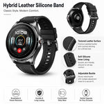 Cinturino per orologio ibrido in pelle e silicone con pulsante di sgancio rapido, 22mm