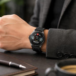 Cinturino per orologio ibrido in pelle e silicone con pulsante di sgancio rapido, 22mm