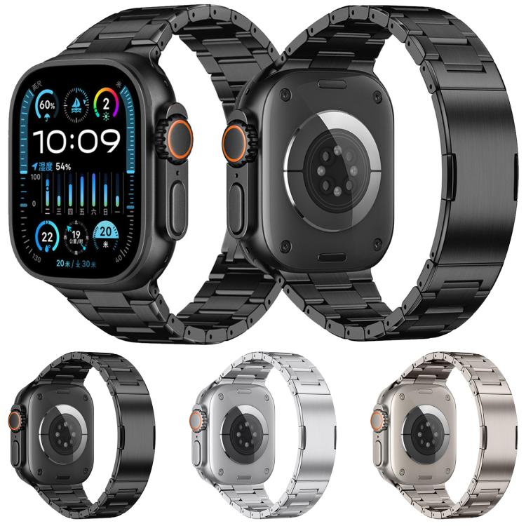 Cinturino per orologio in titanio con chiusura pieghevole a doppia pressione, For Apple Watch 46mm / 49mm / 45mm / 44mm