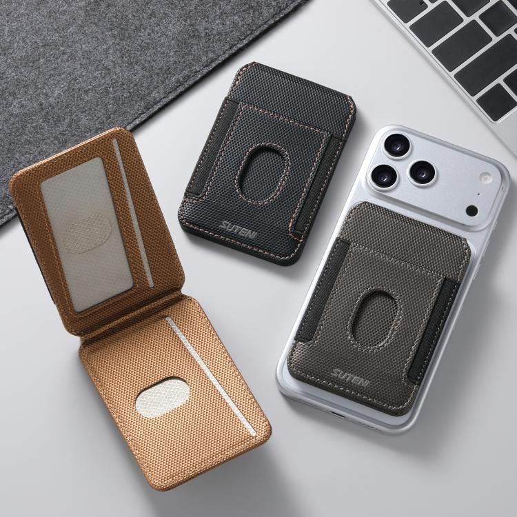 Porta carte magnetico adesivo Suteni S6 con motivo triangolare