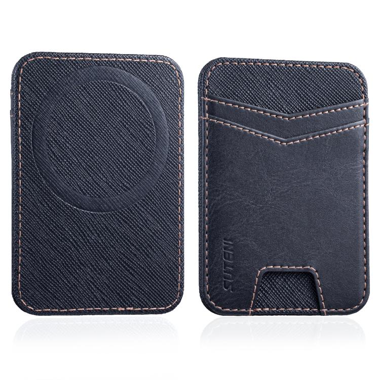 Porta carte magnetico sottile Suteni S7 con strisce a sezione trasversale effetto olio-cera.