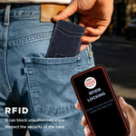 Porta carte magnetico sottile Suteni S7 con strisce a sezione trasversale effetto olio-cera.